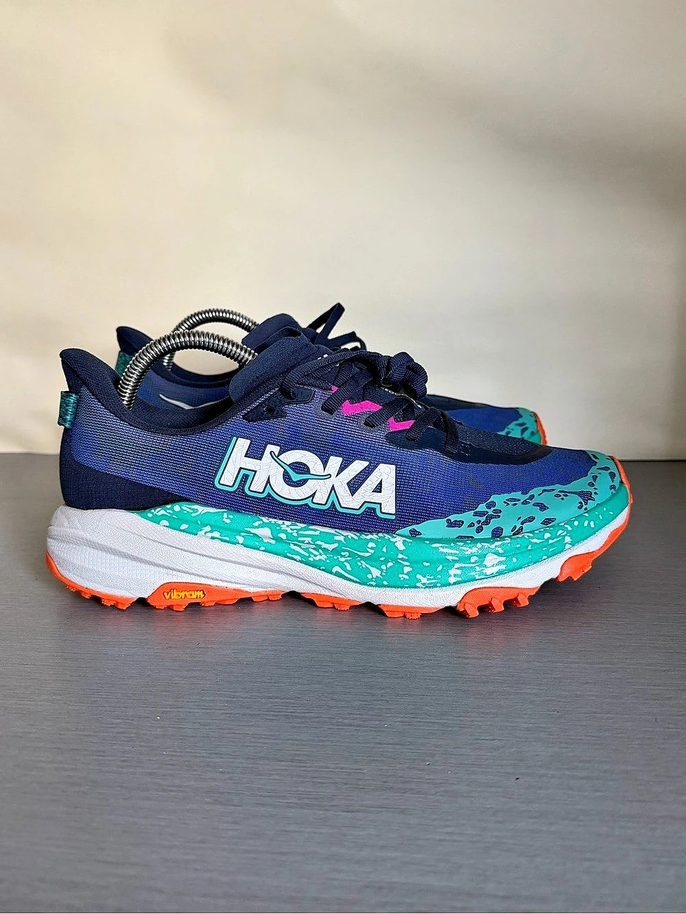 HOKA SpeedGoat 6 Trail Running Hiking Shoes Blue & Green US 9.5 Like New